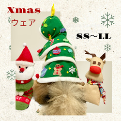 犬服　サンタ　ツリー　ポンチョ　クリスマス　ウェア　おもしろ　SS〜LL 数量限定 1枚目の画像