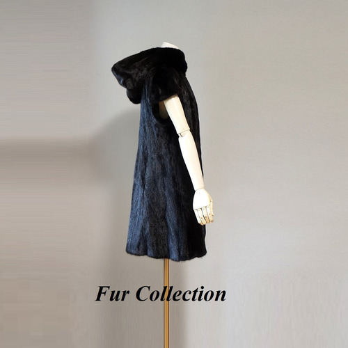 ブラックミンクファー ロングベスト 194 ブラックグラマ ミンク 毛皮