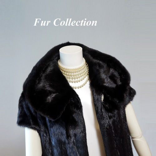 ⭕️ブラックミンクフード付きロングジレ