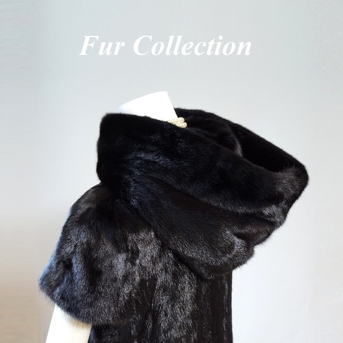 ⭕️ブラックミンクフード付きロングジレ