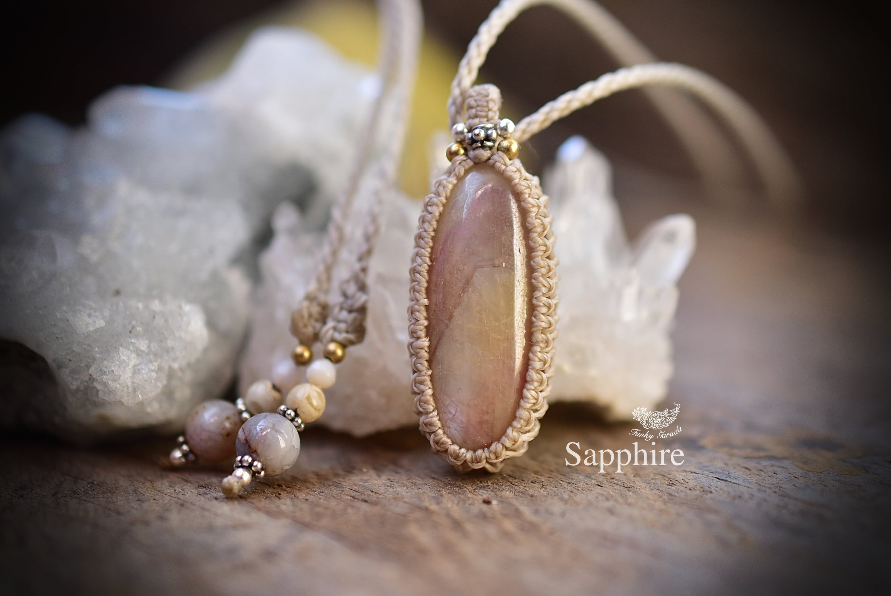 『理姫』サファイアのマクラメペンダントネックレス b103f783085932b783fa5a6bd0f530