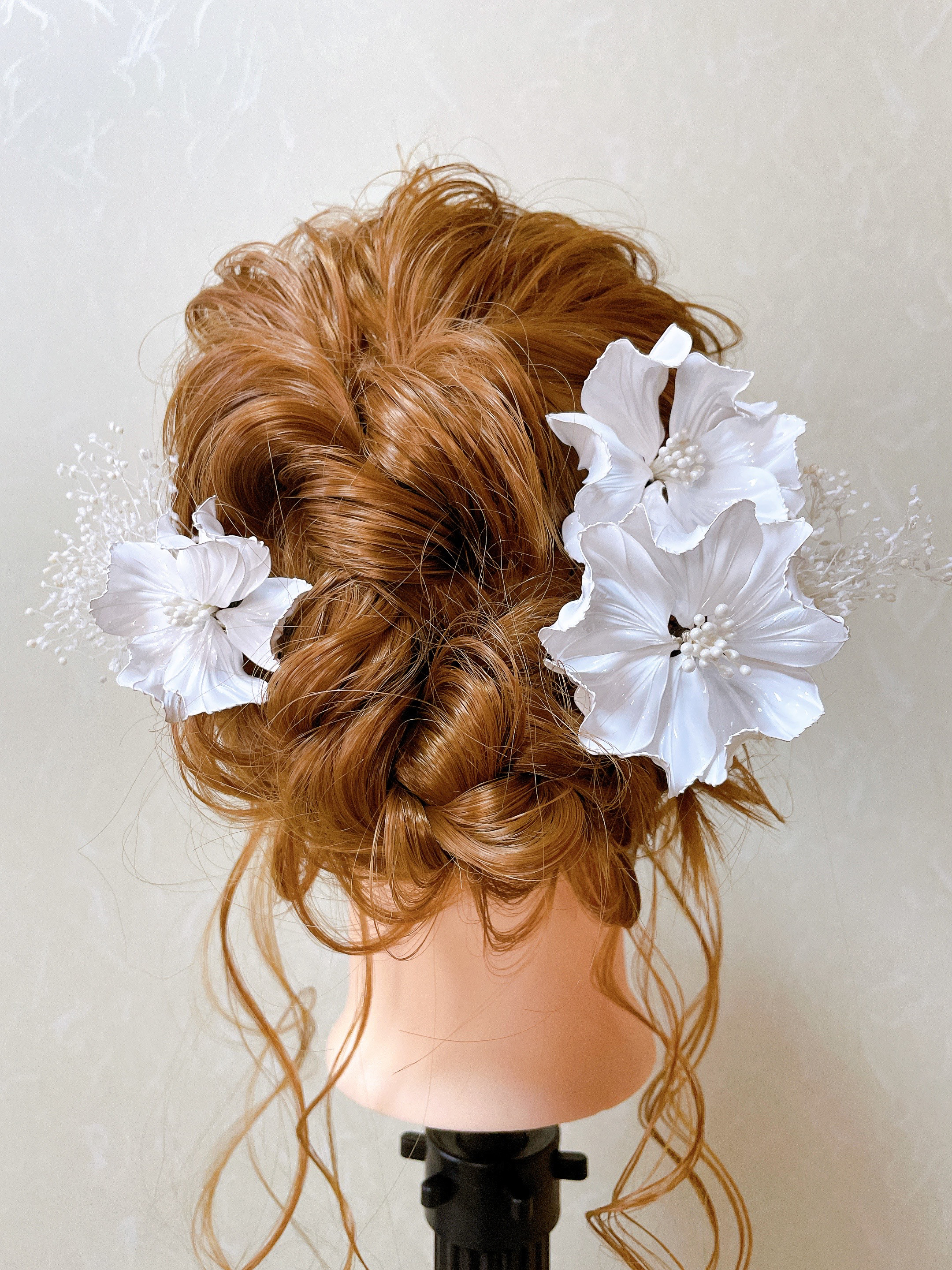 シルバーワイヤー×スノーホワイト⌘花芯ホワイト✴︎成人式　結婚式✴︎