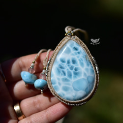 高品質 larimar 花邊吊墜 824 第5張的照片