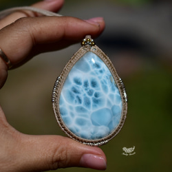 高品質 larimar 花邊吊墜 824 第4張的照片