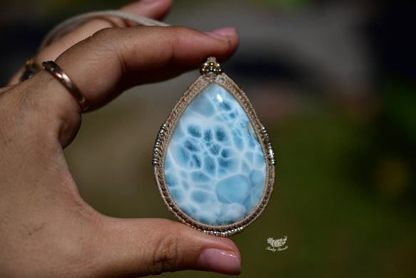 高品質 larimar 花邊吊墜 824 第4張的照片