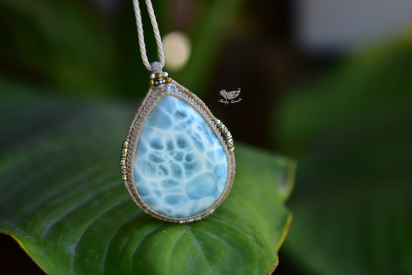 高品質 larimar 花邊吊墜 824 第3張的照片