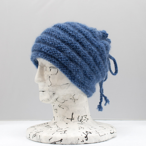手編み　キャメル混のニット帽（ネックウォーマー）　A221208 2枚目の画像