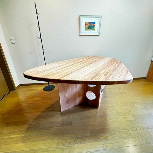 木製/ハンドメイドテーブル/ハイテーブル/ミストグリーン【送料込み】 木製 テーブル / デスク パイン材 工型 オーダーメイド【清水材木店】