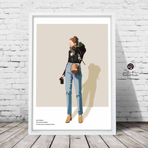 ポスター絵画　枠付き　1ランク上のオシャレ TOWN ファッション スタイリッシュ アート ポスター A4A3A2A1