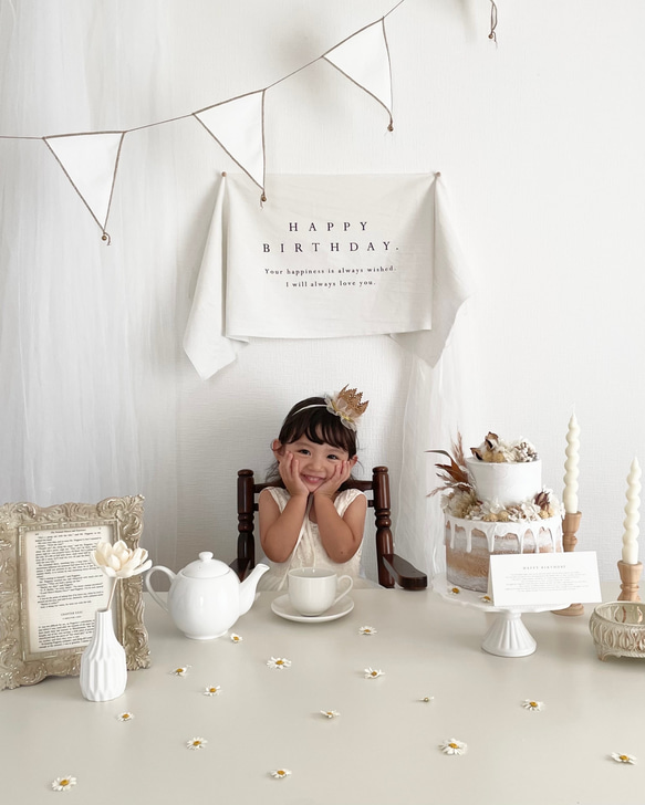 ［ Birthday Tapestry ］wide - simple - | コットンリネン | 誕生日飾り | 誕生日 15枚目の画像