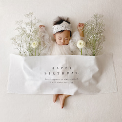 ［ Birthday Tapestry ］wide - simple - | コットンリネン | 誕生日飾り | 誕生日 2枚目の画像