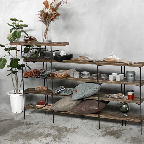 送料無料／[Folding Shelf]アイアンラック 折り畳みシェルフ