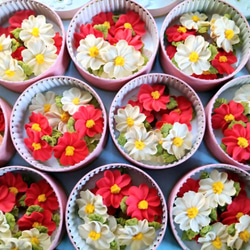 『Creema限定』お祝い事に。紅白の椿の花、食べられるお花。グルテンフリーあんフラワークッキー！餡子のお花 5枚目の画像