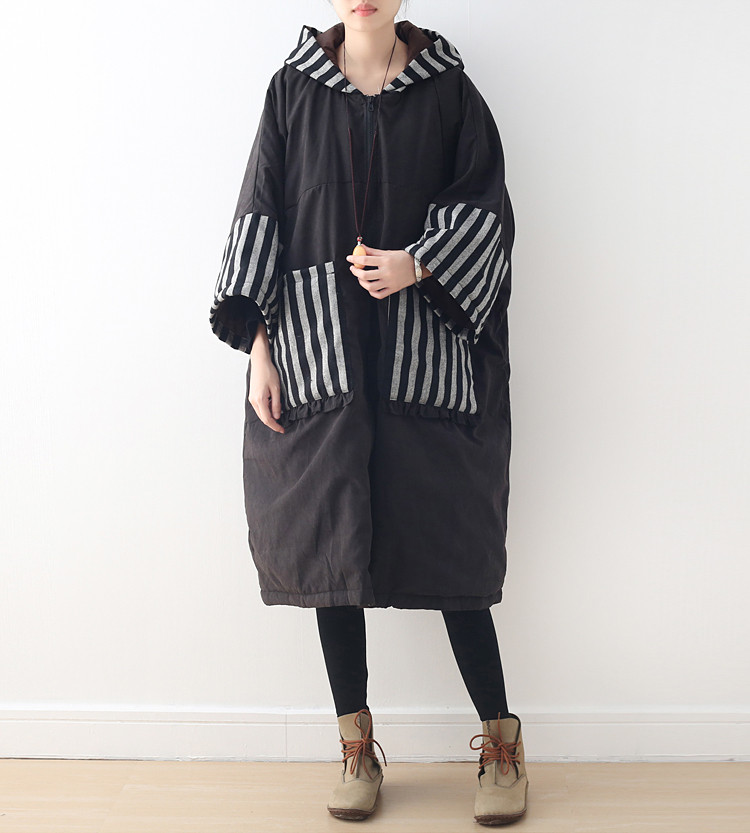 中綿あったかキルトゆったりフード付きコート   we-294