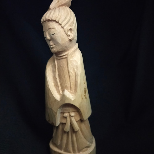 修縁堂】武僧立像 禅意 置物 彫刻 仏教工芸品 木製 木彫り 柘植材