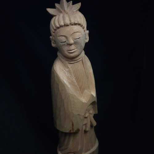 【木彫　肥松　義法仙人　北京・美信刀　２０ｃｍ　木箱付　仏教美術】 木彫 肥松 義法仙人 北京・美信刀 20cm 木箱付 仏教美術