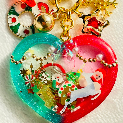 シャカシャカキーホルダー ハート クリスマス キーホルダー コビー