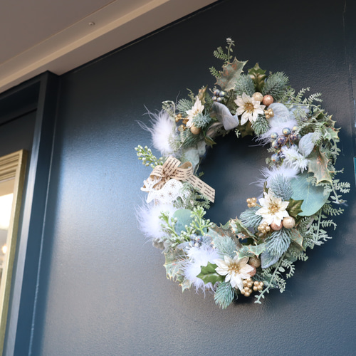 商品名【蒼】ゆきこ❤ポインセチアのクリスマスリース✳ 冬リース 商品名【蒼】ゆきこ様専用❤ポインセチアのクリスマスリース✳ 冬