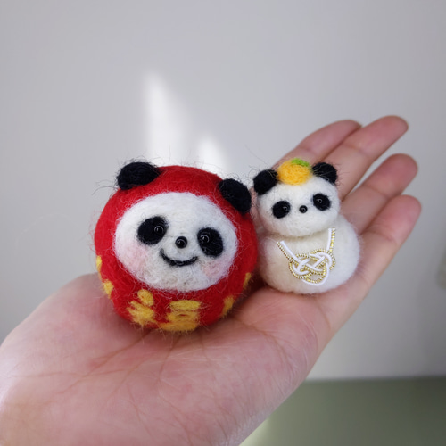 羊毛フェルト 正月飾り ぱんだるまセット 2023 兎年 だるま 玄関