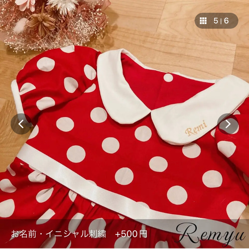 赤ドット　ワンピース♡丸襟・白リボンタイプ♡白色ドロワーズ 赤ドットワンピース♡丸襟・白リボンタイプ♡白色ドロワーズ