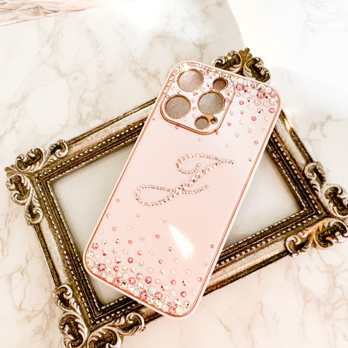 SWAROVSKI☆iPhone16/16Pro/16Pro Max ケース ピンクグラデ High スマートフォンケース, iPhone® 16 Pro, シルバー系