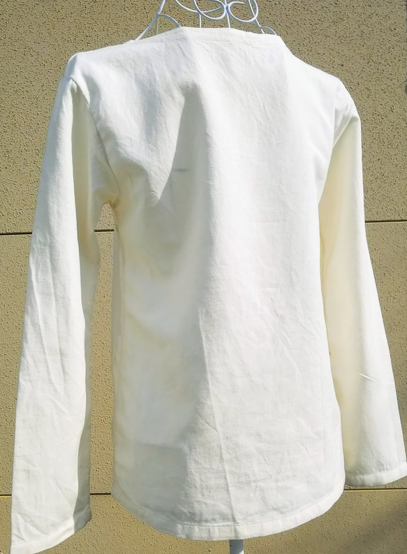 ヘンプ（大麻100％）　セットアップブラウス  布帛の長袖Tシャツ　レディースS〜L  ⭐️受注製作品 8枚目の画像