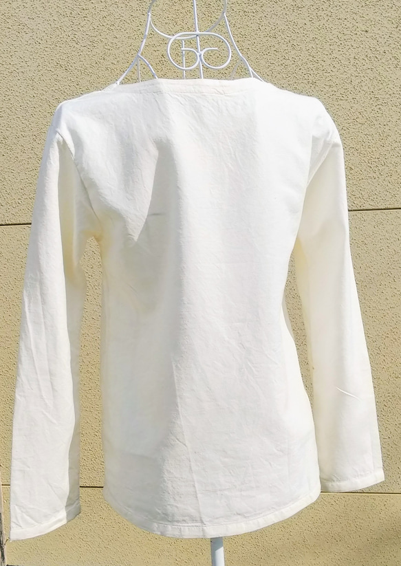 ヘンプ（大麻100％）　セットアップブラウス  布帛の長袖Tシャツ　レディースS〜L  ⭐️受注製作品 4枚目の画像