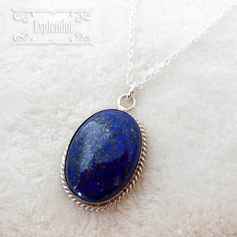 アフガニスタン産・A+++ラピスラズリ シルバーペンダントネックレス Y
