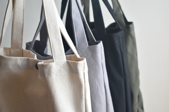 再販☆縦型ミニトートバッグボタン付き/ジムバッグ/11号帆布/シンプル 16枚目の画像