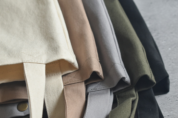 再販☆縦型ミニトートバッグボタン付き/ジムバッグ/11号帆布/シンプル 14枚目の画像