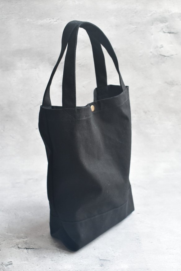 再販☆縦型ミニトートバッグボタン付き/ジムバッグ/11号帆布/シンプル 8枚目の画像