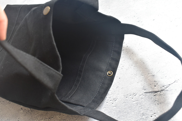 再販☆縦型ミニトートバッグボタン付き/ジムバッグ/11号帆布/シンプル 19枚目の画像