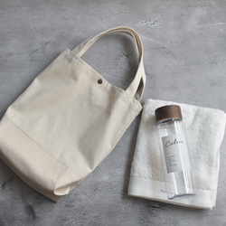 再販☆縦型ミニトートバッグボタン付き/ジムバッグ/11号帆布/シンプル 3枚目の画像