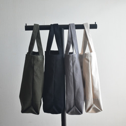 再販☆縦型ミニトートバッグボタン付き/ジムバッグ/11号帆布/シンプル 2枚目の画像