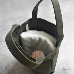 再販☆縦型ミニトートバッグボタン付き/ジムバッグ/11号帆布/シンプル 5枚目の画像