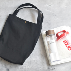 再販☆縦型ミニトートバッグボタン付き/ジムバッグ/11号帆布/シンプル 6枚目の画像