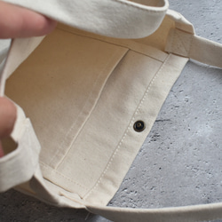 再販☆縦型ミニトートバッグボタン付き/ジムバッグ/11号帆布/シンプル 17枚目の画像