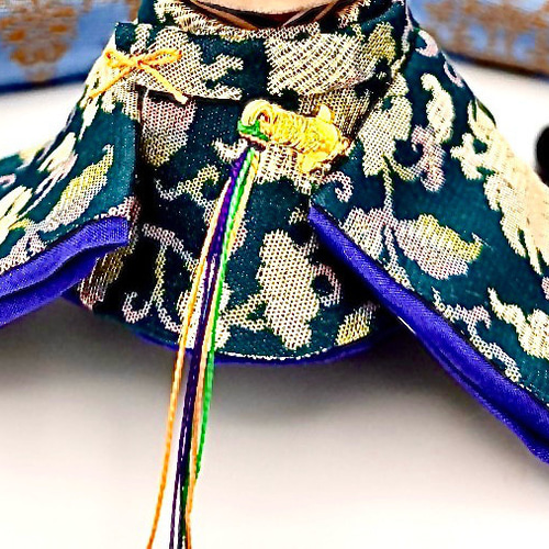 454 ひなまつり 小さな着せ替えお着物〈若君〉《西陣織》碧色に