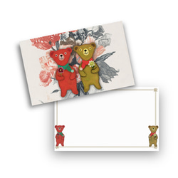テディベアメッセージカード封筒セット(赤/花柄） 8枚目の画像