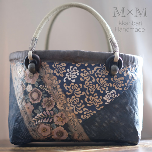 一閑張りバッグハンドメイド 花柄