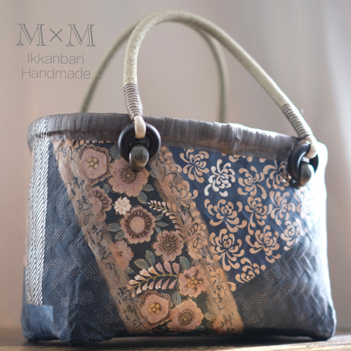 ◇送料込み◇一閑張り◇花柄和紙ミニかごバッグ かごバッグ M×M 通販