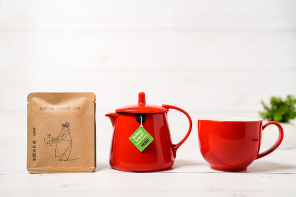 ティーバッグ用』ティーポットとマグカップ、10種のお茶セット『赤