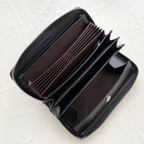 ミナペルホネン 長財布 タンバリン ハンドメイド navy + khaki 長財布