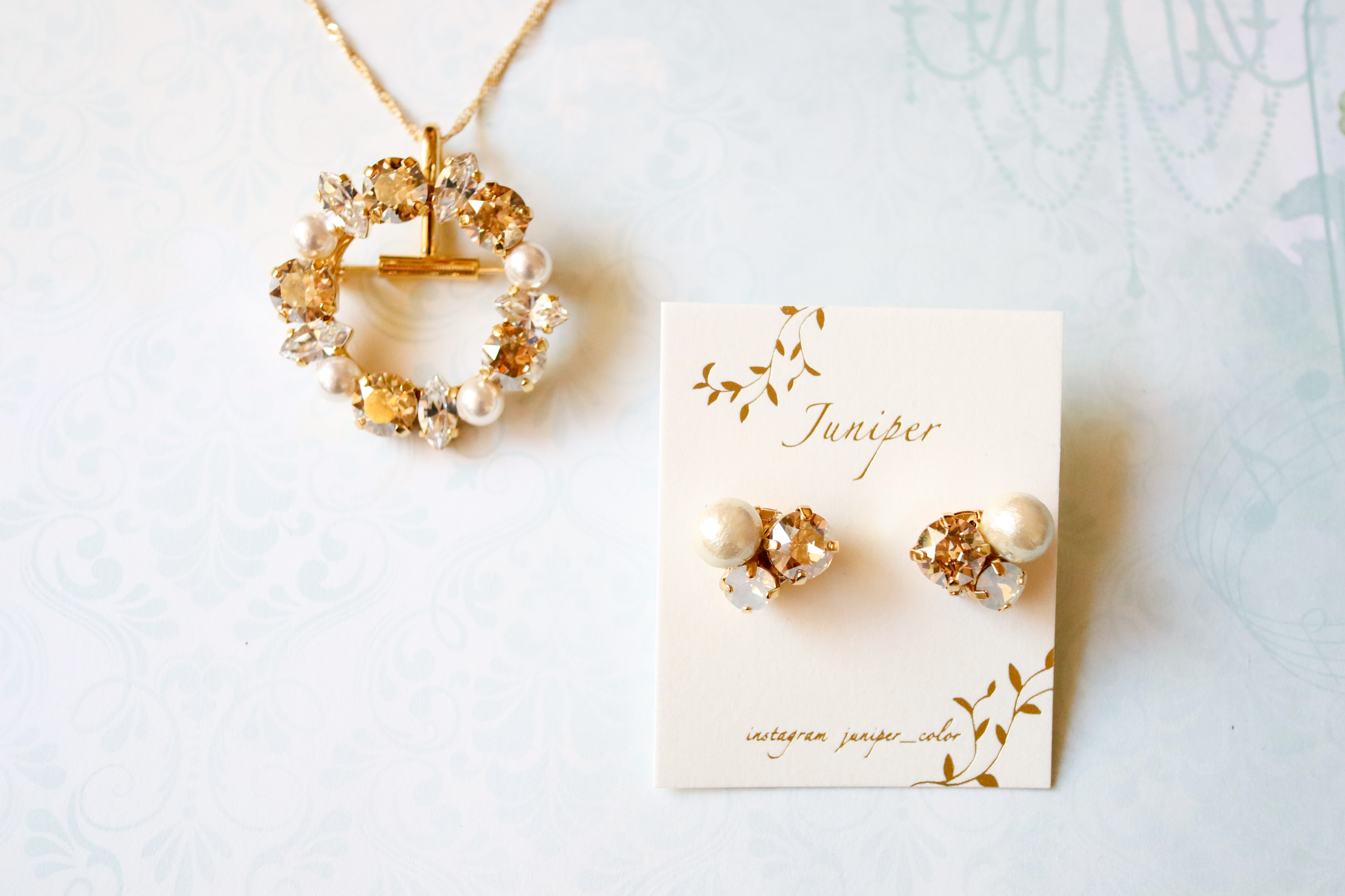 【Creema限定】ゴールドビジューの桜アクセサリー5点セット
