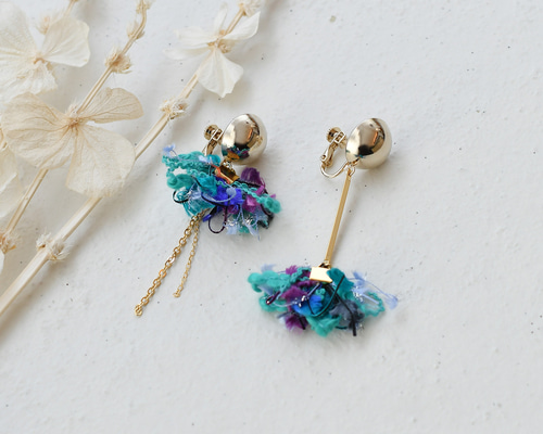 *お花とタッセルのアシメピアス*【No.307】 86f005af25a5e03881c033e2d2ed76