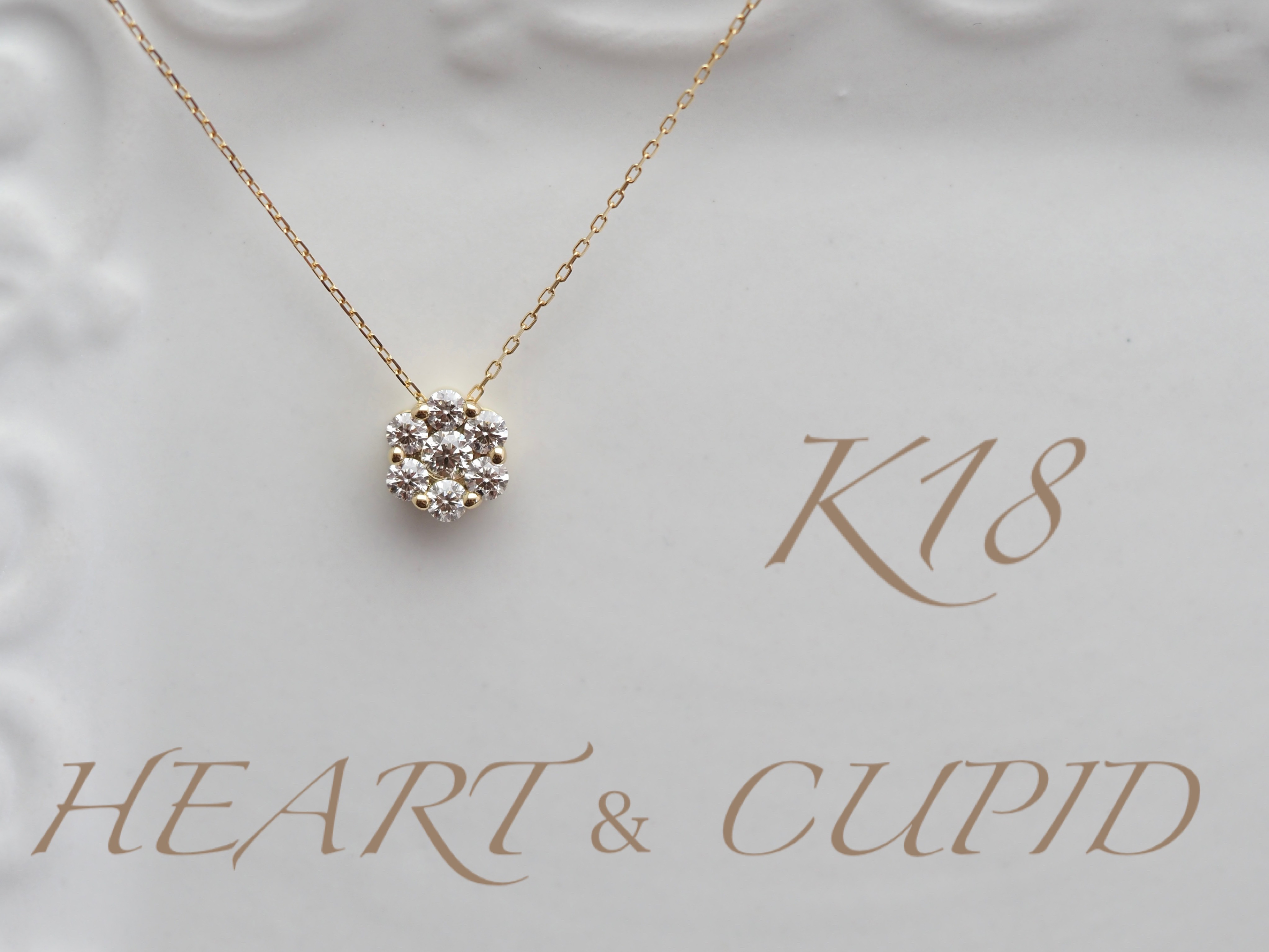 ～ＦＬＯＵＲ～  No.3525　K18  ダイヤモンド0.30ct　HEART＆CUPID　ネックレス