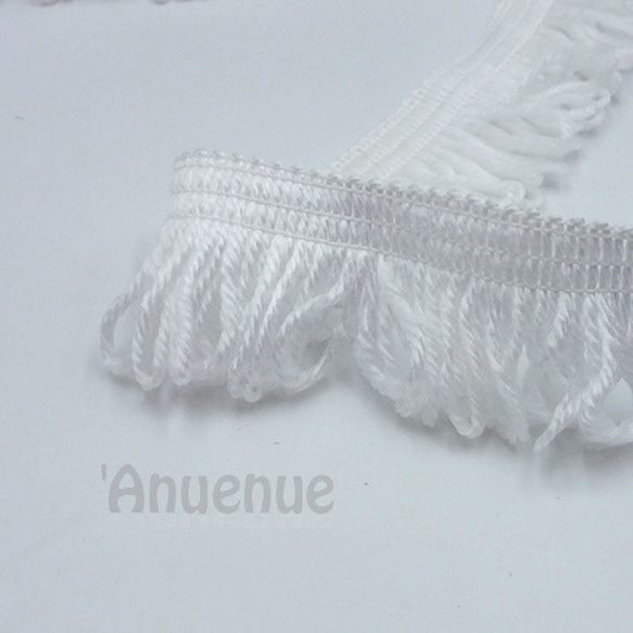 毛糸ループフリンジ（White /ホワイト）40mm ×1ｍ 1枚目の画像