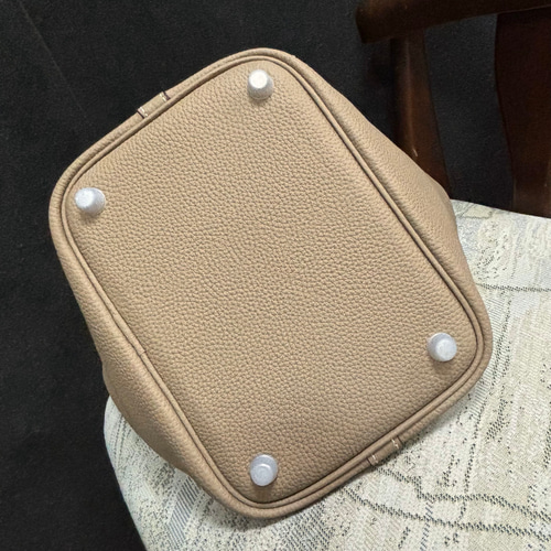 本革キューブバッグ バケツバッグ グレージュ S トートバッグ