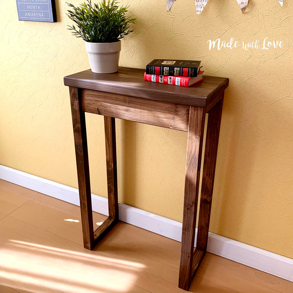 【木製スリムテーブル-B】花台/アンティーク/フラワースタンド/玄関 75cm B【木製スリムテーブル】花台/アンティーク/フラワースタンド