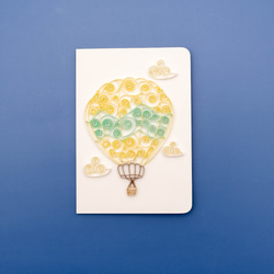 空飛ぶ気球のメッセージカード（グリーン） 3枚目の画像